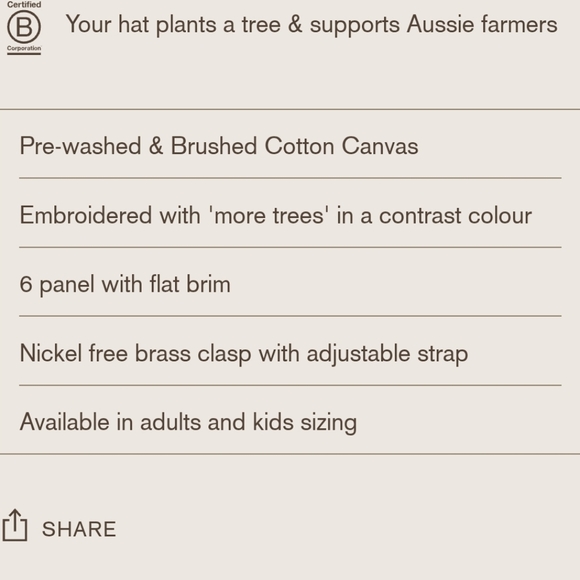 NWT Will + Bear Natural Brushed Cotton Canvas Riley Bone MORE TREES Canvas Cap - Picture 10 of 12